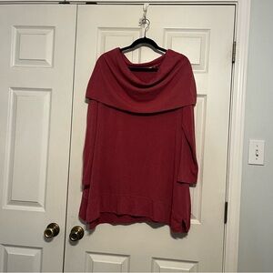 Soft Surroundings Sweater Mini Dress Womens XL Wine Pink Cowl Romantic